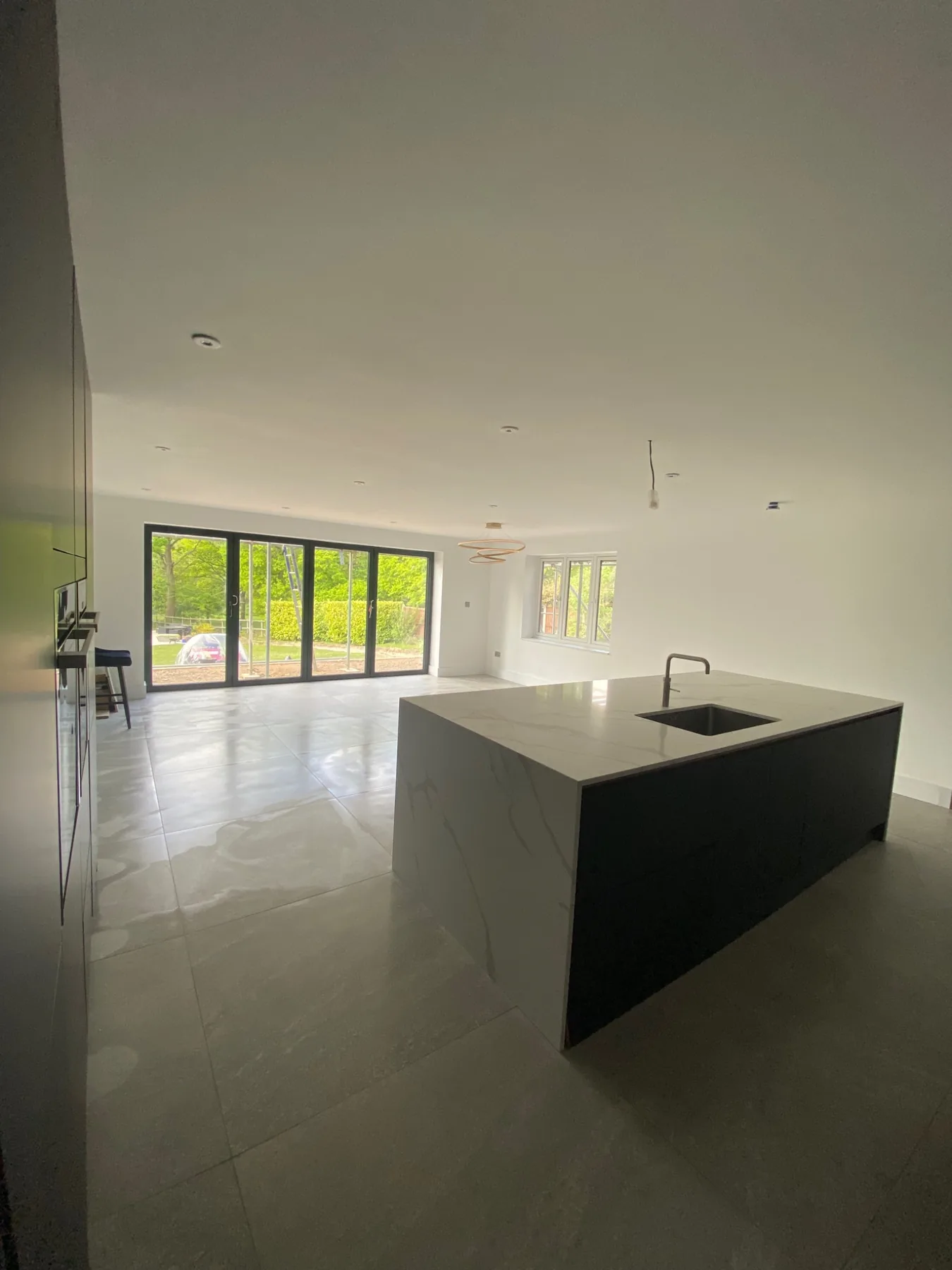 Completed open-plan kitchen and living space